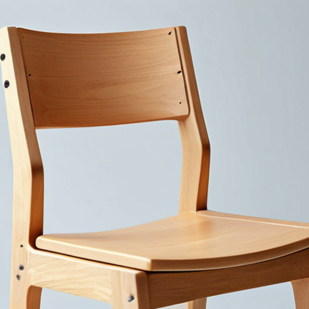 **

Minimalist Scandinavian ergonomic chair made of natural wood, light color palette, promoting good posture and comfort. Simple design.

**