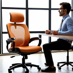 **

An ergonomic office chair with adjustable lumbar support, height, and armrests, ideally in a modern office setting. Focus on the features that promote good posture and comfort, perhaps with a person sitting in it with proper form.

**