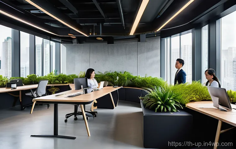 에르고노믹 가구에 대한 소비자 인식 조사 - **Prompt: A young Thai man, feeling invigorated and pain-free, stretches gently at his adjustable st...