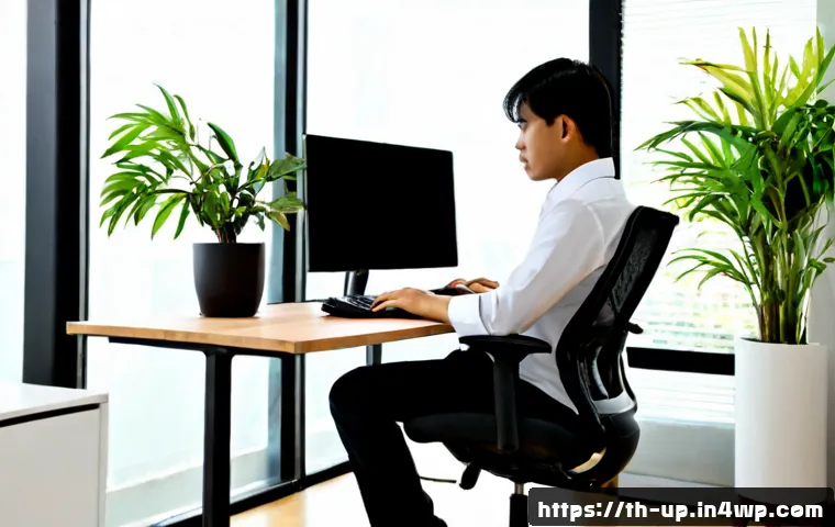 Home 17 에르고노믹 가구의 유행과 변화 - Photorealistic modern Bangkok home office showing the evolution of ergonomic furniture: an adjustabl...